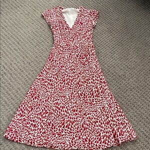 Reformation Red and White Leaf Print Midi Dress